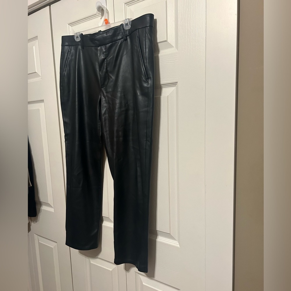 Zara Black Faux Leather Straight Leg Pants